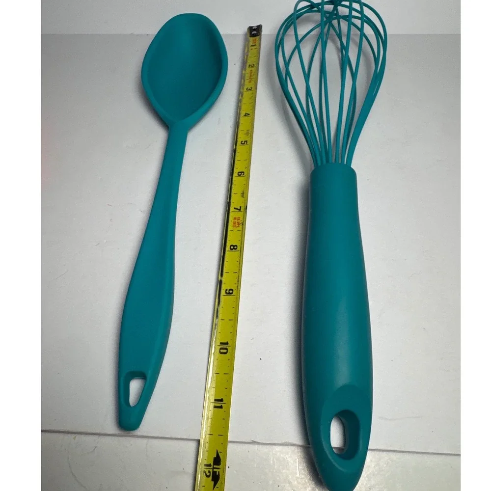 Core Kitchen Whisk and Spoon Set  Teal Blue Silicone Tools